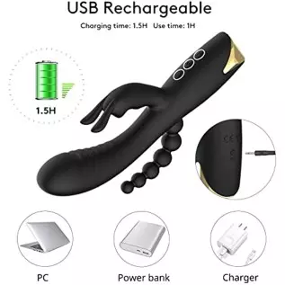 Rabbit Anal Dildo Vibrator with 10 Vibrating Clitoris Stimulator Sex Toy 3 in 1 G Spot Vibrator, Anal Stimulator Massager for Ad Rabbit Anal Dildo Vibrator with 10 Vibrating Clitoris Stimulator Sex Toy 3 in 1 G Spot Vibrator, Anal Stimulator Massager for Ad