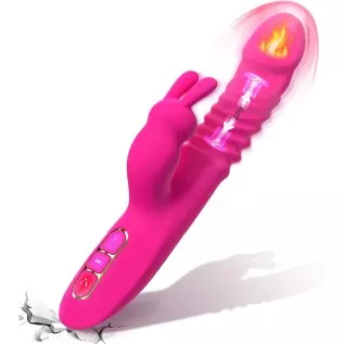 Rabbit Vibrator for Women, Triple Action Clitoral G Spot Stimulation Vibrator with 7 Thrusting 7 Vibrating & Heating Dildo, Wate