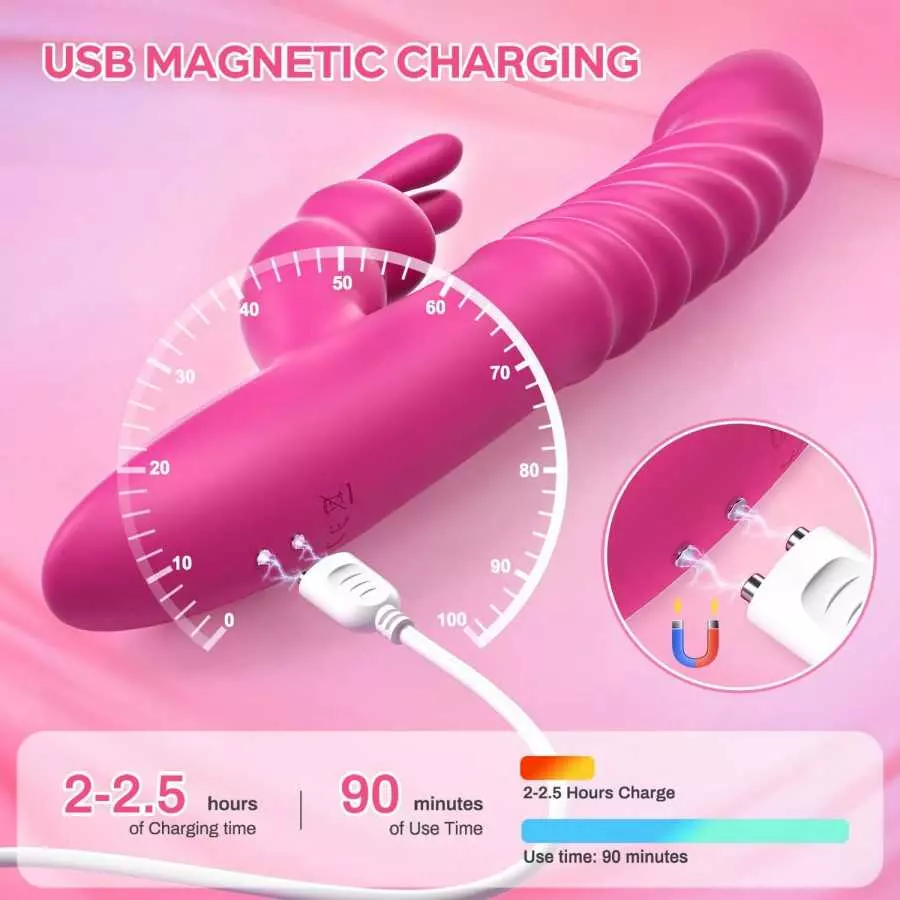 Rabbit Vibrator for Women, Triple Action Clitoral G Spot Stimulation Vibrator with 7 Thrusting 7 Vibrating & Heating Dildo, Wate