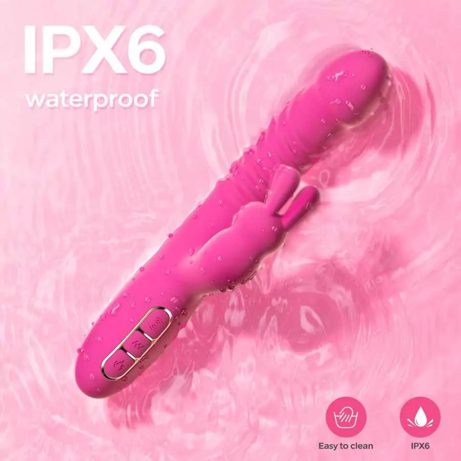 Rabbit Vibrator for Women, Triple Action Clitoral G Spot Stimulation Vibrator with 7 Thrusting 7 Vibrating & Heating Dildo, Wate