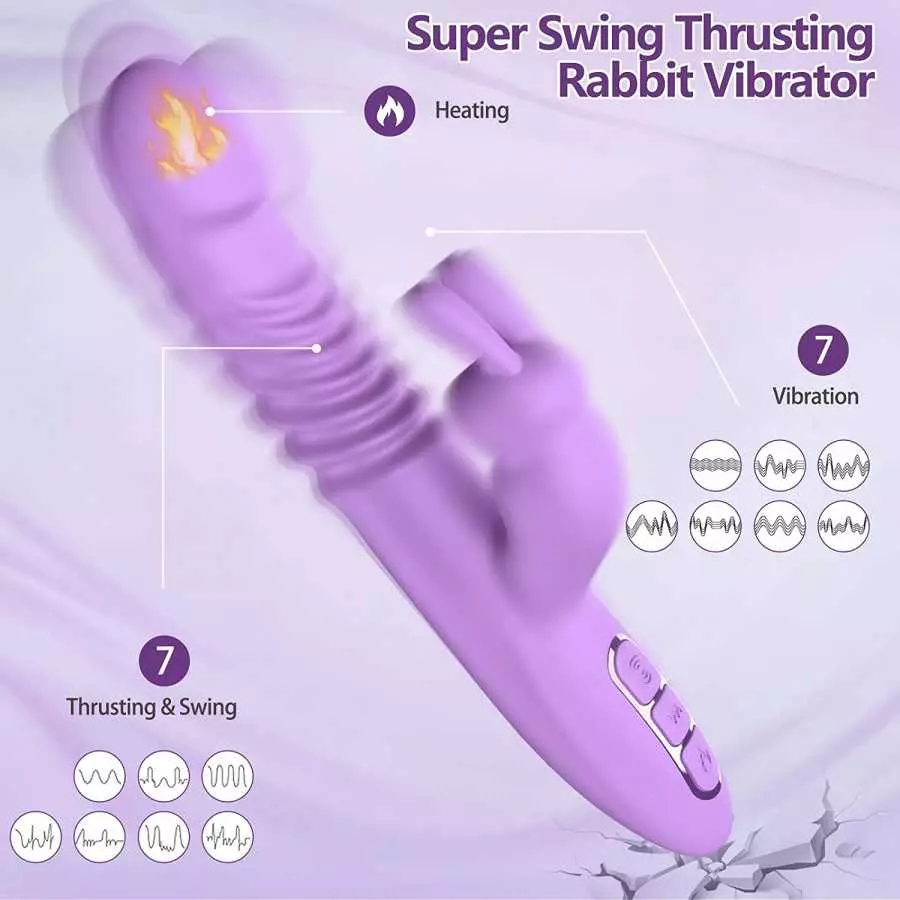 Rabbit Vibrator for Women, Triple Action Clitoral G Spot Stimulation Vibrator with 7 Thrusting 7 Vibrating & Heating Dildo, Wate