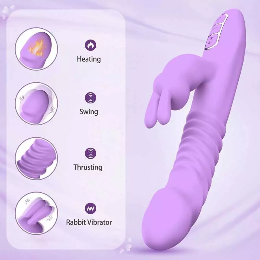 Rabbit Vibrator for Women, Triple Action Clitoral G Spot Stimulation Vibrator with 7 Thrusting 7 Vibrating & Heating Dildo, Wate