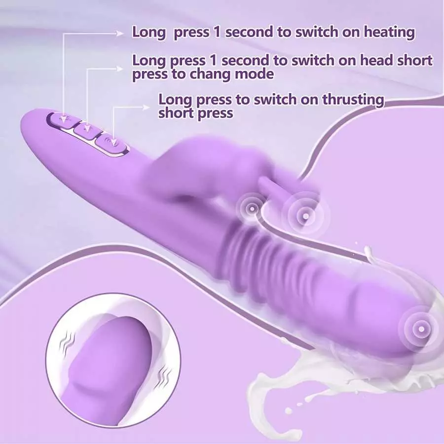 Rabbit Vibrator for Women, Triple Action Clitoral G Spot Stimulation Vibrator with 7 Thrusting 7 Vibrating & Heating Dildo, Wate