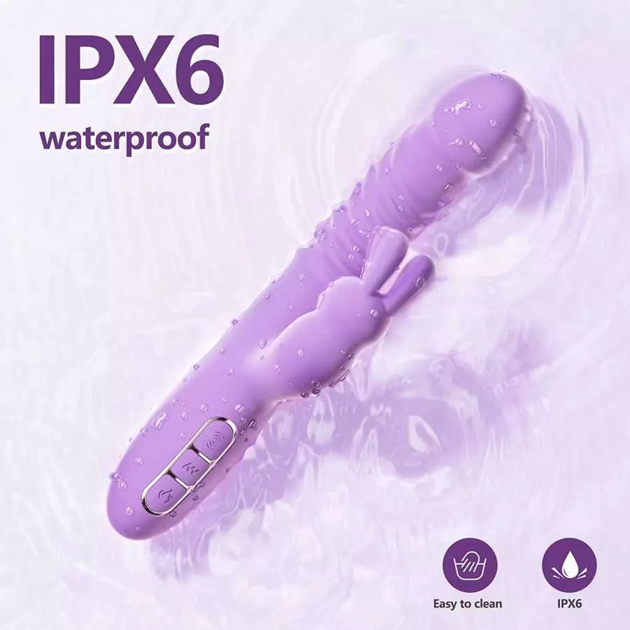 Rabbit Vibrator for Women, Triple Action Clitoral G Spot Stimulation Vibrator with 7 Thrusting 7 Vibrating & Heating Dildo, Wate