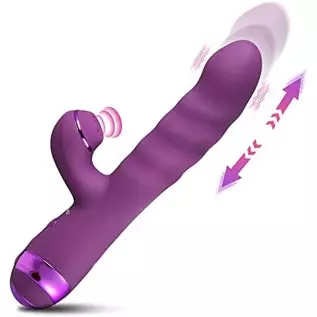 Thrusting Dildo Rabbit Vibrator Sex Toys - Eupher Realistic Vibrating Dildo with 3 Telescopic & 10 Vibration & 10 Pulsating Clit