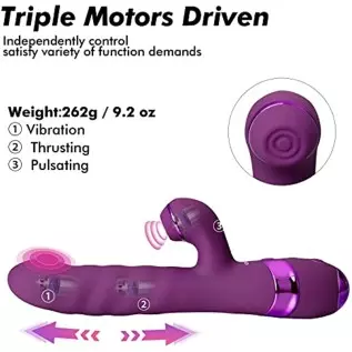 Thrusting Dildo Rabbit Vibrator Sex Toys - Eupher Realistic Vibrating Dildo with 3 Telescopic & 10 Vibration & 10 Pulsating Clit Thrusting Dildo Rabbit Vibrator Sex Toys - Eupher Realistic Vibrating Dildo with 3 Telescopic & 10 Vibration & 10 Pulsating Clit