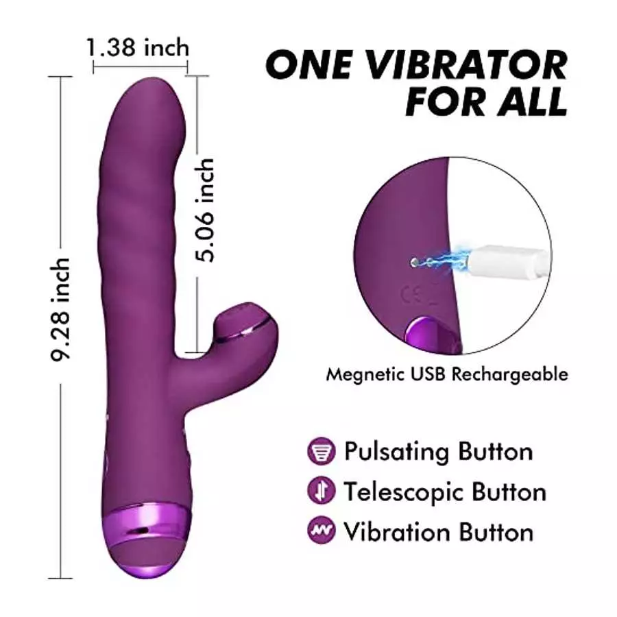 Thrusting Dildo Rabbit Vibrator Sex Toys - Eupher Realistic Vibrating Dildo with 3 Telescopic & 10 Vibration & 10 Pulsating Clit