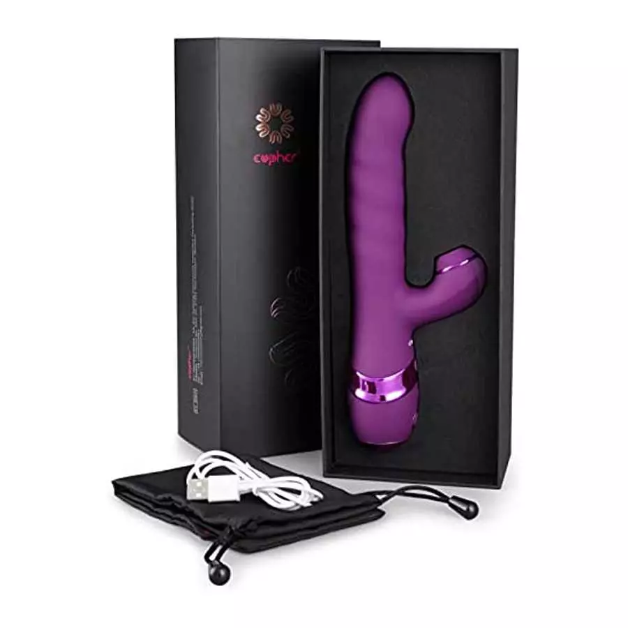 Thrusting Dildo Rabbit Vibrator Sex Toys - Eupher Realistic Vibrating Dildo with 3 Telescopic & 10 Vibration & 10 Pulsating Clit