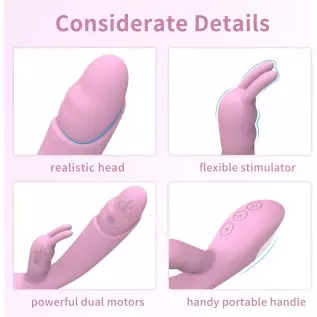 Rechargeable Rabbit Vibrator Women Sex Toy Dildo Adult Female Sexual Tool Powerful Vibrating Wand Massager 10 Modes, Length 8.25