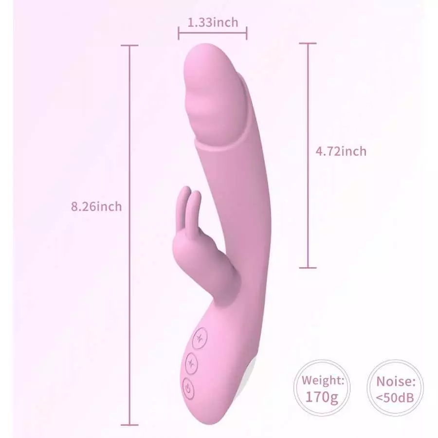 Rechargeable Rabbit Vibrator Women Sex Toy Dildo Adult Female Sexual Tool Powerful Vibrating Wand Massager 10 Modes, Length 8.25