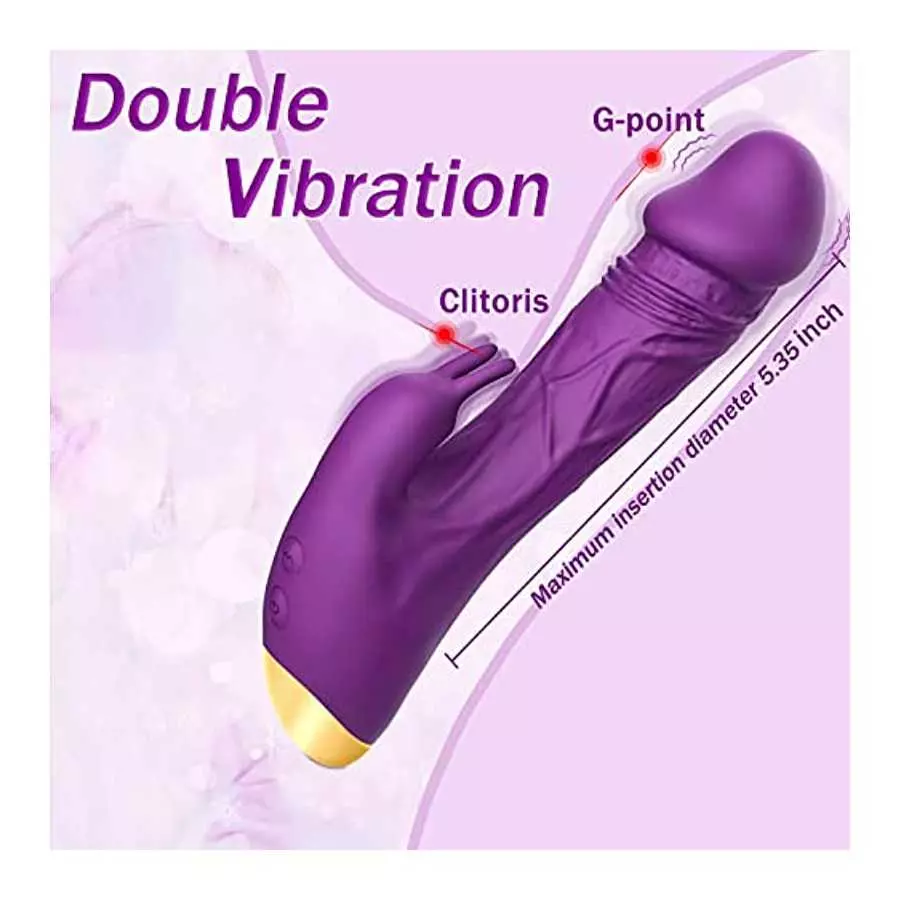 Realistic Rabbit Vibrator Dildo | Rose Adult Sensory Sex Toys for Women, 2 in 1 G-Spot & Clitoral Vibrators with 10 Vibrations, 