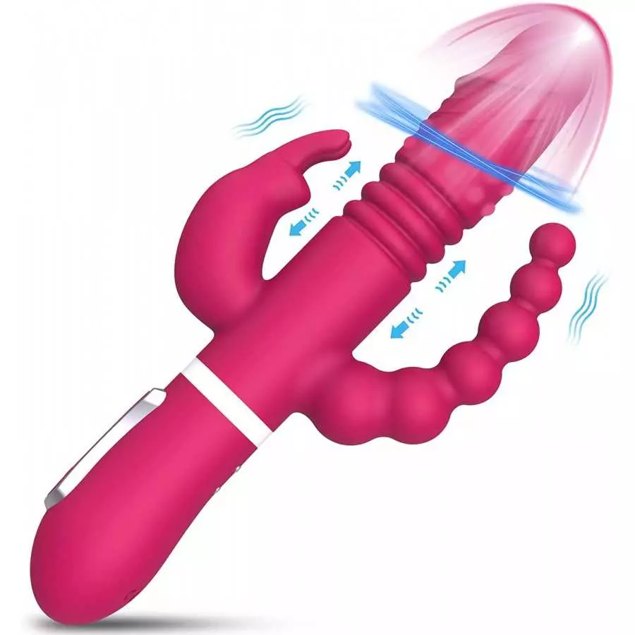 Triple Action Beaded Thrusting Vibrator - BOMBEX Gary, 10.2" Curved Head G Spot Vibrator, Rabbit Vibrator for Clitoral Stimulati Triple Action Beaded Thrusting Vibrator - BOMBEX Gary, 10.2" Curved Head G Spot Vibrator, Rabbit Vibrator for Clitoral Stimulati