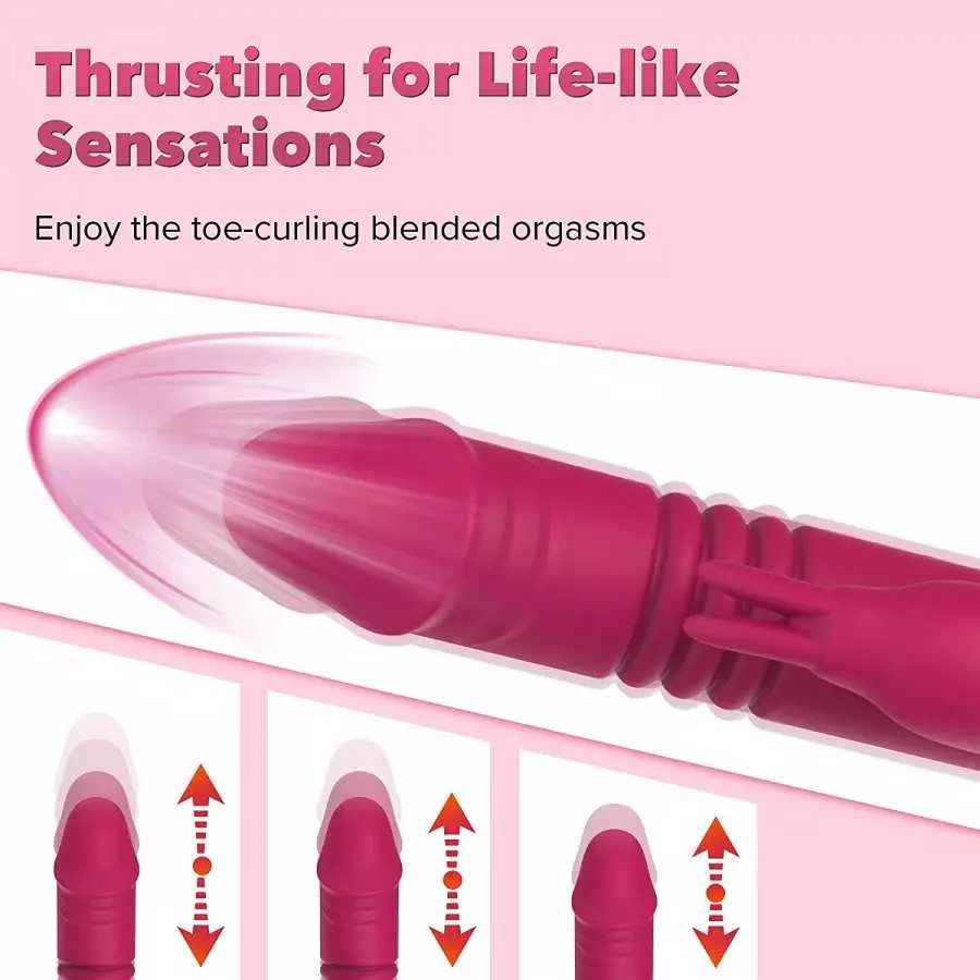 Triple Action Beaded Thrusting Vibrator - BOMBEX Gary, 10.2" Curved Head G Spot Vibrator, Rabbit Vibrator for Clitoral Stimulati