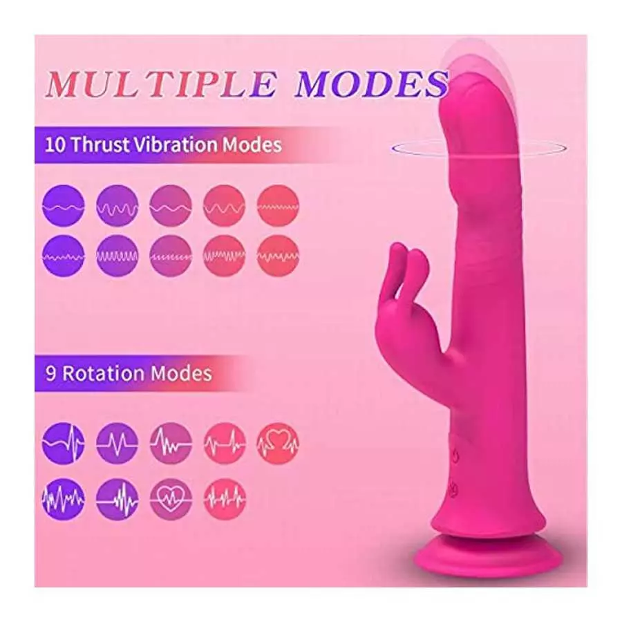 Thrusting Rabbit Vibrator Sex Adult Toys for Women, Clitoral Stimulator, G-Spot Vibrator with 10 Thrust Vibration & 9 Rotation M