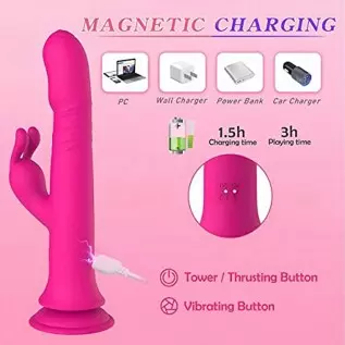 Thrusting Rabbit Vibrator Sex Adult Toys for Women, Clitoral Stimulator, G-Spot Vibrator with 10 Thrust Vibration & 9 Rotation M Thrusting Rabbit Vibrator Sex Adult Toys for Women, Clitoral Stimulator, G-Spot Vibrator with 10 Thrust Vibration & 9 Rotation M