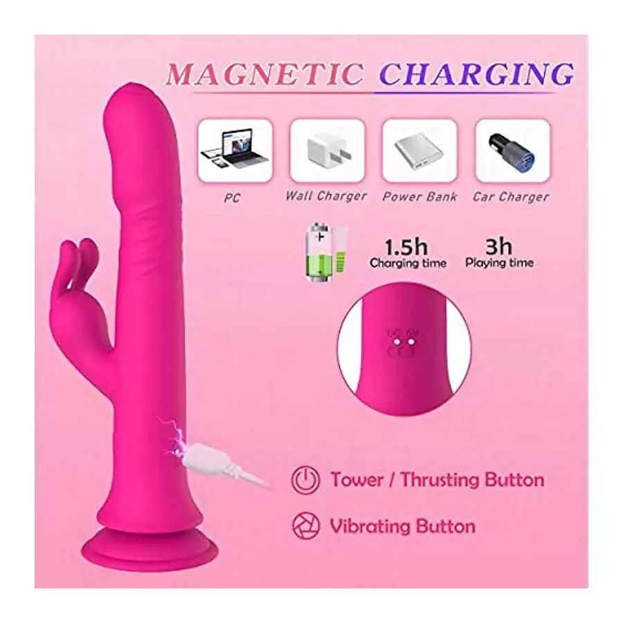 Thrusting Rabbit Vibrator Sex Adult Toys for Women, Clitoral Stimulator, G-Spot Vibrator with 10 Thrust Vibration & 9 Rotation M