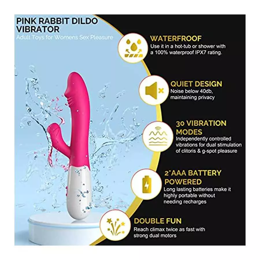 Pink Rabbit Dildo Vibrator, Adult Toys for Womens Sex Pleasure, G Spot Clit Vibrator 30 Speeds, Rose Toys/Woman Sex Toys for Cou
