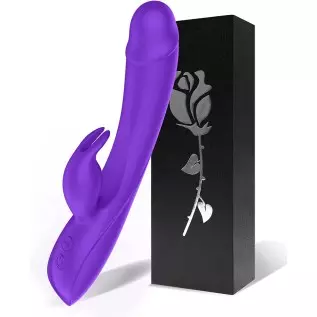 Rose G Spot Rabbit Vibrator, Alovegarden Realistic Dildo Clit Vibrator for Women with 7 Powerful Independent Button Vibration Mo