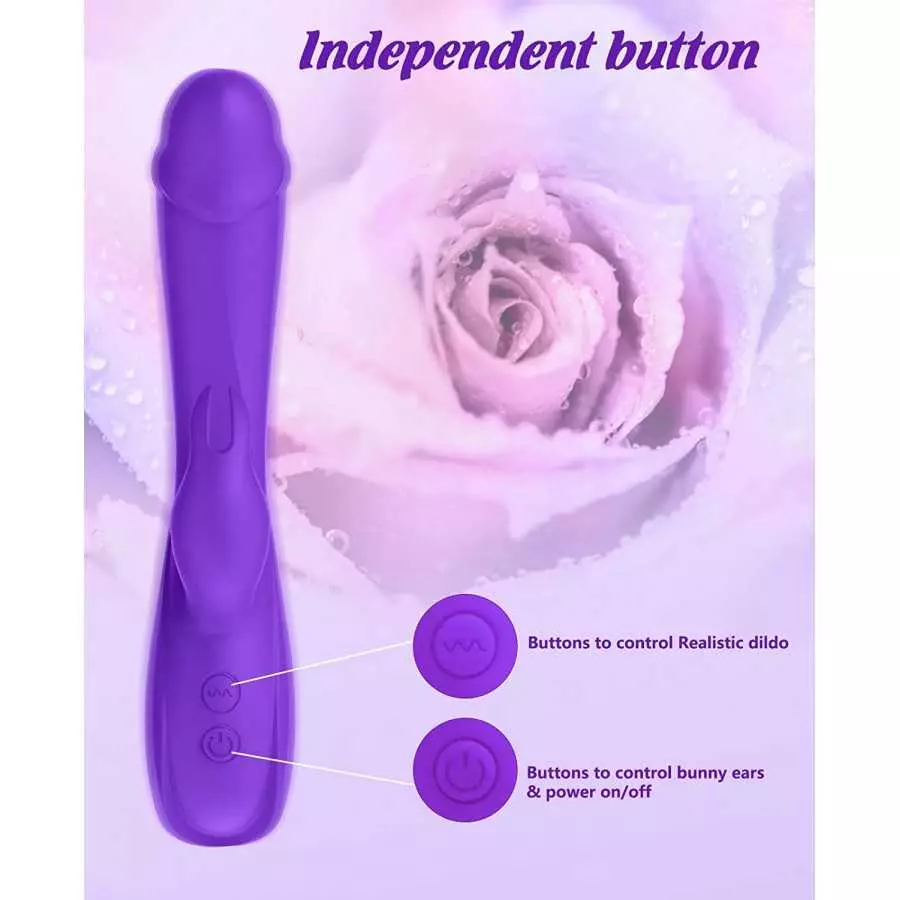 Rose G Spot Rabbit Vibrator, Alovegarden Realistic Dildo Clit Vibrator for Women with 7 Powerful Independent Button Vibration Mo