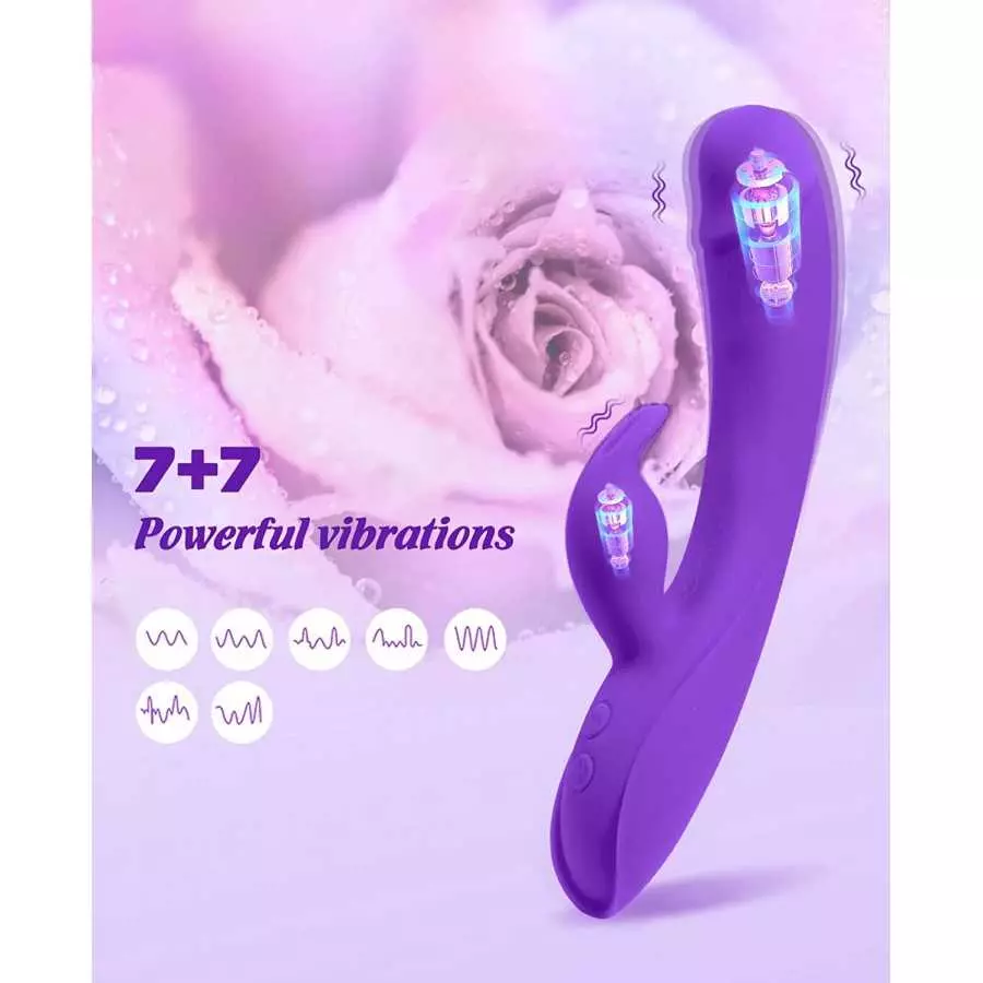 Rose G Spot Rabbit Vibrator, Alovegarden Realistic Dildo Clit Vibrator for Women with 7 Powerful Independent Button Vibration Mo