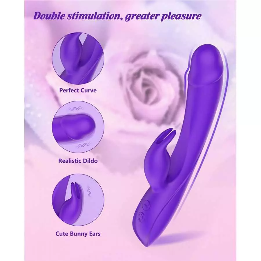 Rose G Spot Rabbit Vibrator, Alovegarden Realistic Dildo Clit Vibrator for Women with 7 Powerful Independent Button Vibration Mo