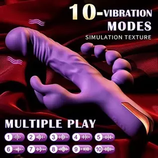 Vibrator for Women 3 in 1 G Spot Rabbit Anal Dildo Vibrators with 10 Vibration Modes, Woman Waterproof Rechargeable Vibrator Adu Vibrator for Women 3 in 1 G Spot Rabbit Anal Dildo Vibrators with 10 Vibration Modes, Woman Waterproof Rechargeable Vibrator Adu