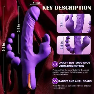 Vibrator for Women 3 in 1 G Spot Rabbit Anal Dildo Vibrators with 10 Vibration Modes, Woman Waterproof Rechargeable Vibrator Adu Vibrator for Women 3 in 1 G Spot Rabbit Anal Dildo Vibrators with 10 Vibration Modes, Woman Waterproof Rechargeable Vibrator Adu