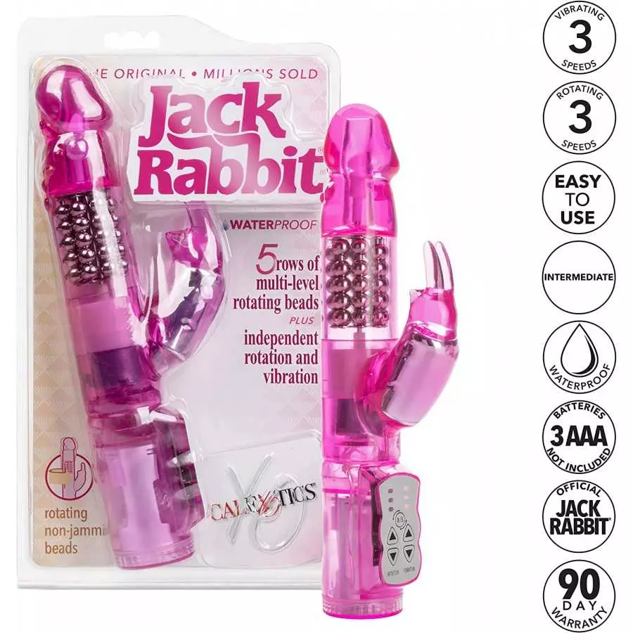 CalExotics Waterproof Jack Rabbit – Rabbit Vibrator With Rotating Shaft – Vibe Sex Toys for Couples – Adult Clitoral & G Spot Ma