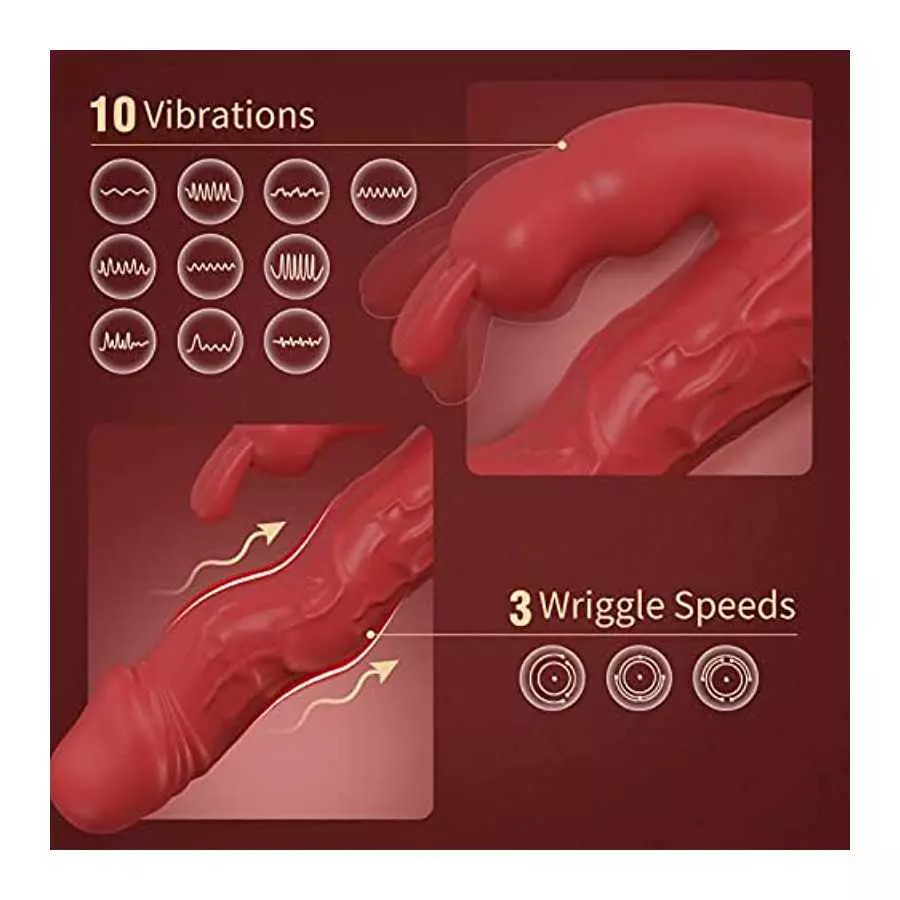 YIMOOCH Wriggling Rabbit Vibrator Sex Toys for Women, G Spot Realistic Vibrating Dildo Vibrators with 3 Powerful Wriggle Speeds 