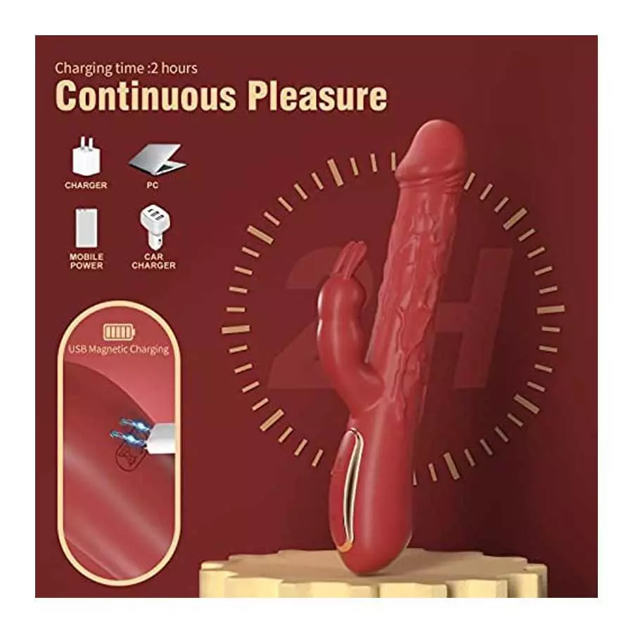 YIMOOCH Wriggling Rabbit Vibrator Sex Toys for Women, G Spot Realistic Vibrating Dildo Vibrators with 3 Powerful Wriggle Speeds 