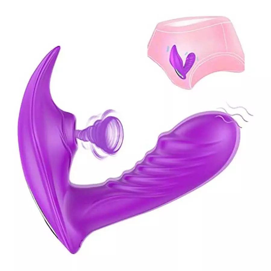 Dildo Vibrator Adult Sex Toy with Double Head Strap Sucking Features 10 Female Vibration Modes - Silicone Waterproof Rechargeabl