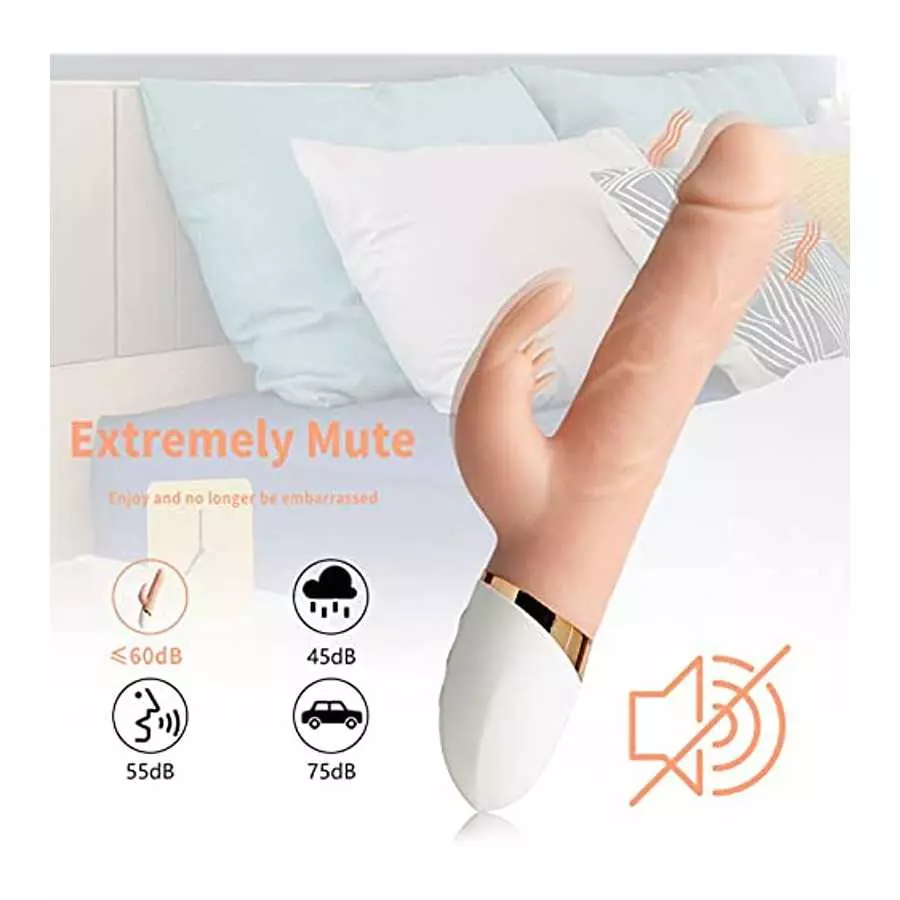 Thrusting Rabbit Vibrator Realistic Dildo Adult Sex Toy for Women, Sucking G Spot Clit Vibrator Rechargeable Heating Vibrating D