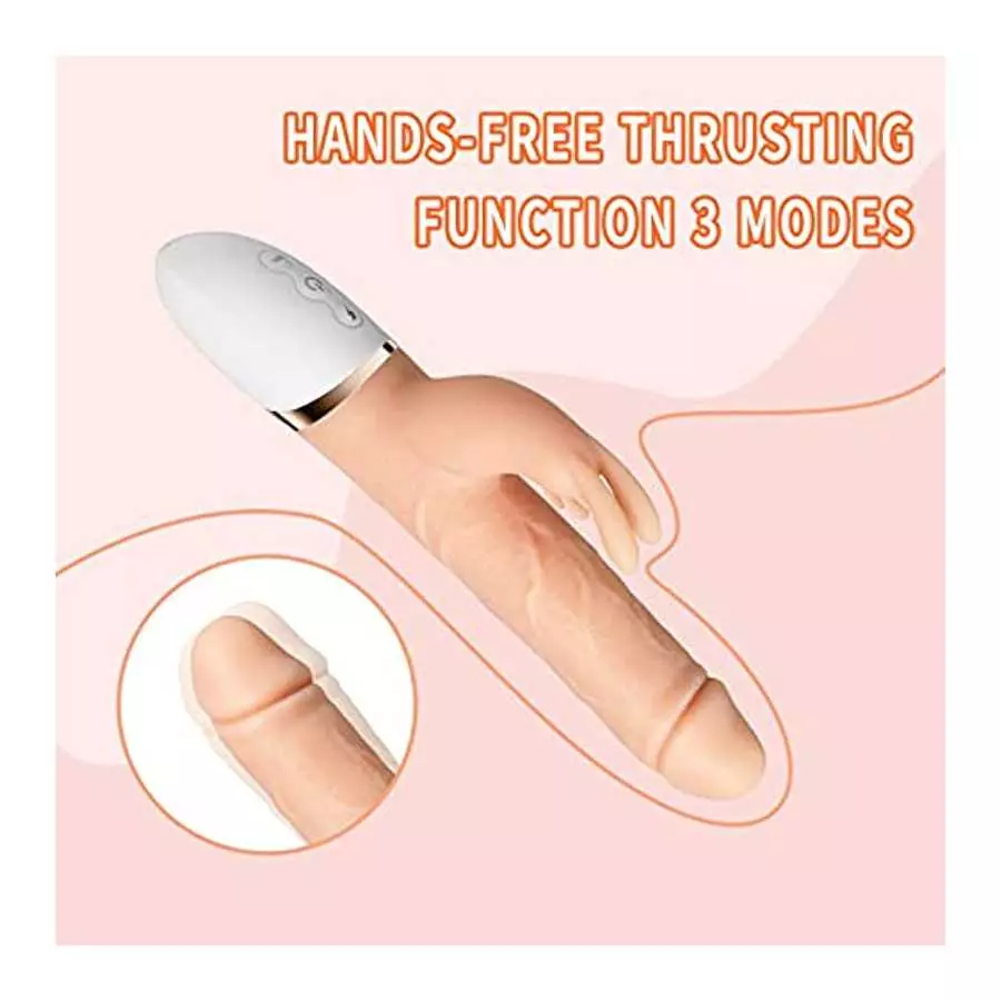 Thrusting Rabbit Vibrator Realistic Dildo Adult Sex Toy for Women, Sucking G Spot Clit Vibrator Rechargeable Heating Vibrating D