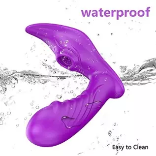 Dildo Vibrator Adult Sex Toy with Double Head Strap Sucking Features 10 Female Vibration Modes - Silicone Waterproof Rechargeabl