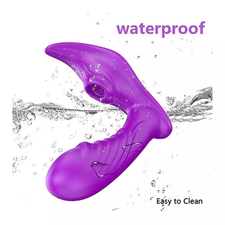 Dildo Vibrator Adult Sex Toy with Double Head Strap Sucking Features 10 Female Vibration Modes - Silicone Waterproof Rechargeabl