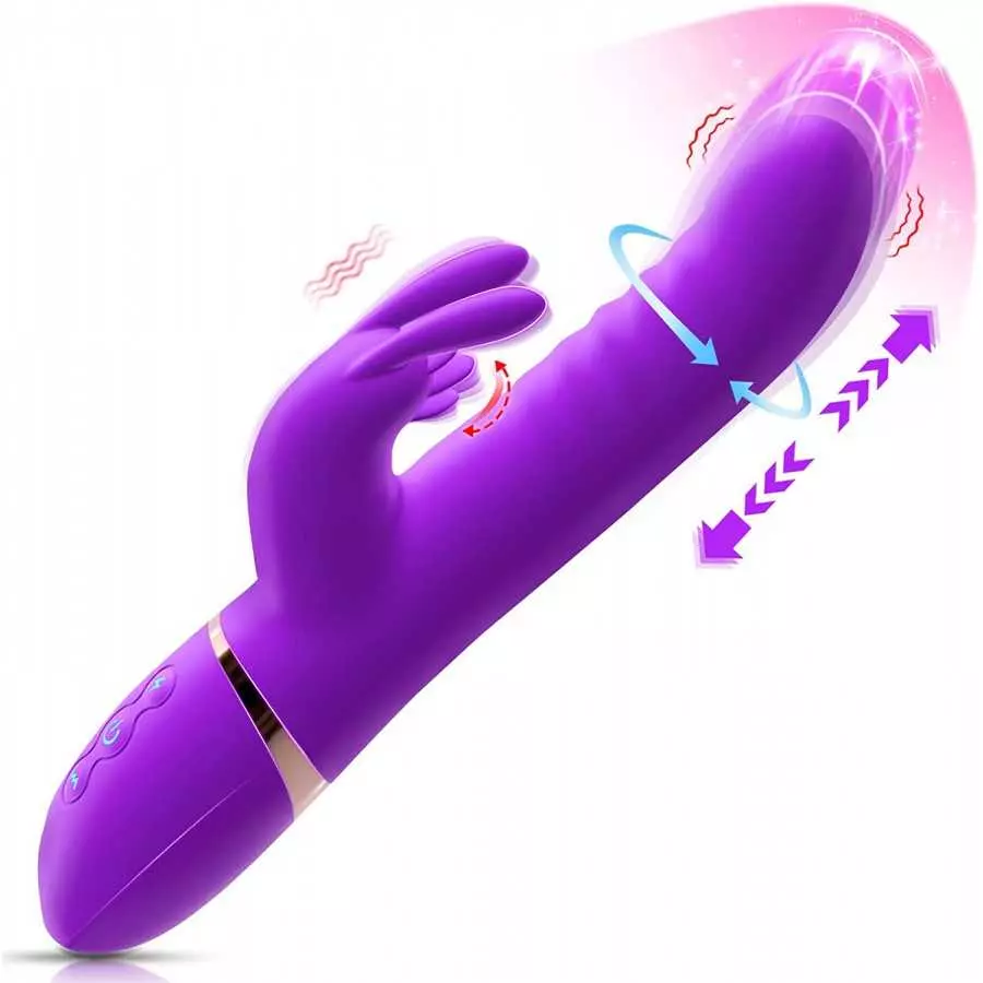 Thrusting Rabbit Vibrators One Click Orgasm & Heating Function, 5 in 1 Clitoral G-Spot Dildo Vibrator with 3 Thrusts Rotations & Thrusting Rabbit Vibrators One Click Orgasm & Heating Function, 5 in 1 Clitoral G-Spot Dildo Vibrator with 3 Thrusts Rotations &