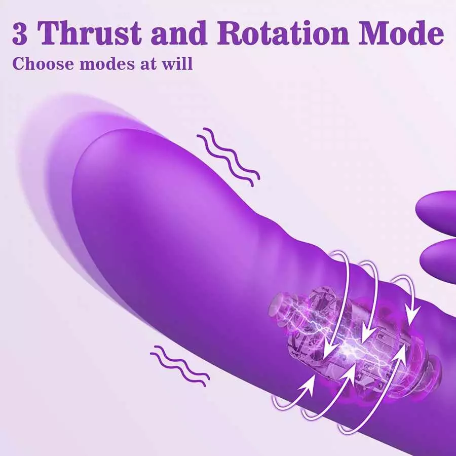 Thrusting Rabbit Vibrators One Click Orgasm & Heating Function, 5 in 1 Clitoral G-Spot Dildo Vibrator with 3 Thrusts Rotations &