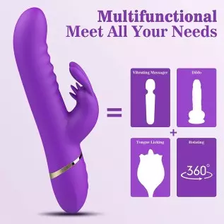 Thrusting Rabbit Vibrators One Click Orgasm & Heating Function, 5 in 1 Clitoral G-Spot Dildo Vibrator with 3 Thrusts Rotations & Thrusting Rabbit Vibrators One Click Orgasm & Heating Function, 5 in 1 Clitoral G-Spot Dildo Vibrator with 3 Thrusts Rotations &