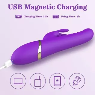 Thrusting Rabbit Vibrators One Click Orgasm & Heating Function, 5 in 1 Clitoral G-Spot Dildo Vibrator with 3 Thrusts Rotations & Thrusting Rabbit Vibrators One Click Orgasm & Heating Function, 5 in 1 Clitoral G-Spot Dildo Vibrator with 3 Thrusts Rotations &