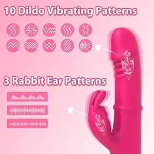 Tenufy Thrusting Rabbit Dildo Vibrator with Moving Ring G Spot Clitoral Vibrator Massager, 5 Thrusting & 10 Vibrating Patterns & Tenufy Thrusting Rabbit Dildo Vibrator with Moving Ring G Spot Clitoral Vibrator Massager, 5 Thrusting & 10 Vibrating Patterns &