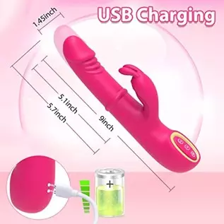 Tenufy Thrusting Rabbit Dildo Vibrator with Moving Ring G Spot Clitoral Vibrator Massager, 5 Thrusting & 10 Vibrating Patterns & Tenufy Thrusting Rabbit Dildo Vibrator with Moving Ring G Spot Clitoral Vibrator Massager, 5 Thrusting & 10 Vibrating Patterns &