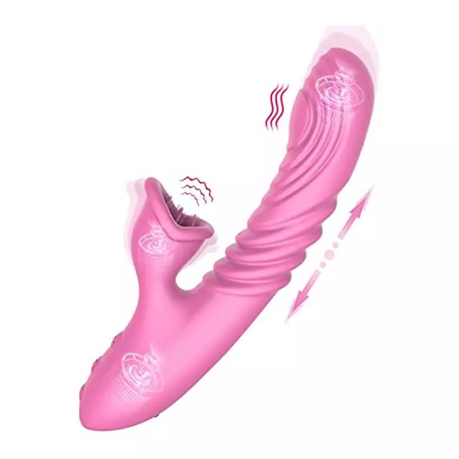 G Spot Rabbit Vibrator with Soft Tongue,Clit Stimulator for G-spot Stimulation,Waterproof Dildo Vibrator with 7 Thrust Actions & G Spot Rabbit Vibrator with Soft Tongue,Clit Stimulator for G-spot Stimulation,Waterproof Dildo Vibrator with 7 Thrust Actions &