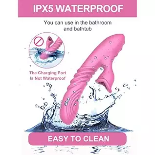 G Spot Rabbit Vibrator with Soft Tongue,Clit Stimulator for G-spot Stimulation,Waterproof Dildo Vibrator with 7 Thrust Actions & G Spot Rabbit Vibrator with Soft Tongue,Clit Stimulator for G-spot Stimulation,Waterproof Dildo Vibrator with 7 Thrust Actions &