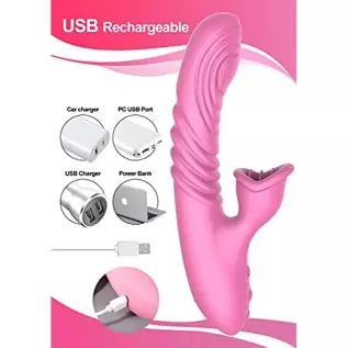 G Spot Rabbit Vibrator with Soft Tongue,Clit Stimulator for G-spot Stimulation,Waterproof Dildo Vibrator with 7 Thrust Actions & G Spot Rabbit Vibrator with Soft Tongue,Clit Stimulator for G-spot Stimulation,Waterproof Dildo Vibrator with 7 Thrust Actions &