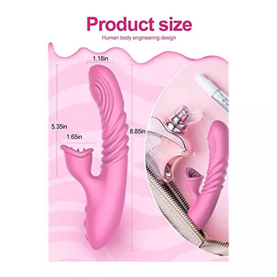 G Spot Rabbit Vibrator with Soft Tongue,Clit Stimulator for G-spot Stimulation,Waterproof Dildo Vibrator with 7 Thrust Actions &