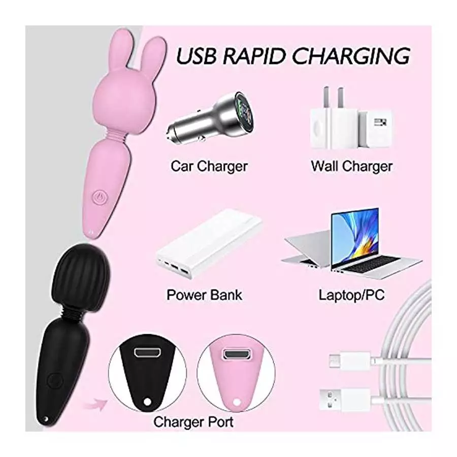 Fuirre Rabbit Bullet Vibrator,G-Spot Nipple Clitorals Stimulator,USB Rechargeable 10 Modes for Travel Backpack Pendant,Mini Port