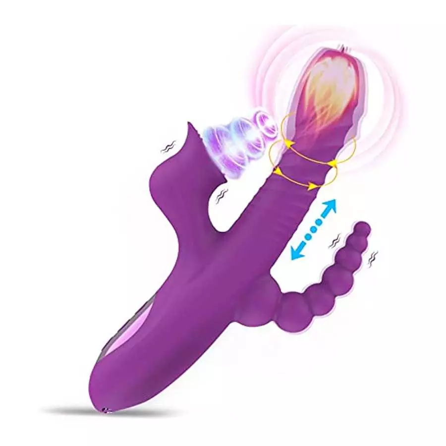 5 In 1 Rabbit Vibrator Clitoris Stimulation For Women with 10 Powerful Vibrations, Oral Sex Thrusting Tongue Licking Rotating Cl 5 In 1 Rabbit Vibrator Clitoris Stimulation For Women with 10 Powerful Vibrations, Oral Sex Thrusting Tongue Licking Rotating Cl