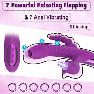 5 In 1 Rabbit Vibrator Clitoris Stimulation For Women with 10 Powerful Vibrations, Oral Sex Thrusting Tongue Licking Rotating Cl 5 In 1 Rabbit Vibrator Clitoris Stimulation For Women with 10 Powerful Vibrations, Oral Sex Thrusting Tongue Licking Rotating Cl