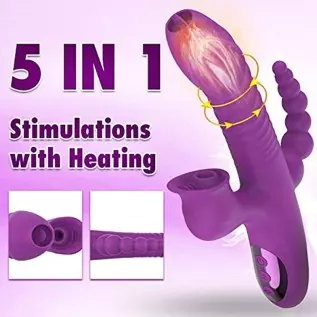 5 In 1 Rabbit Vibrator Clitoris Stimulation For Women with 10 Powerful Vibrations, Oral Sex Thrusting Tongue Licking Rotating Cl 5 In 1 Rabbit Vibrator Clitoris Stimulation For Women with 10 Powerful Vibrations, Oral Sex Thrusting Tongue Licking Rotating Cl