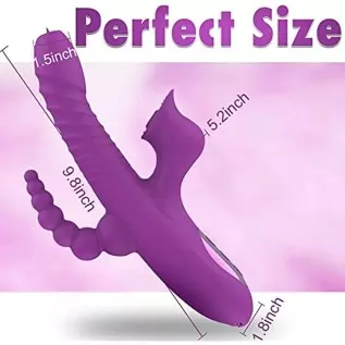 5 In 1 Rabbit Vibrator Clitoris Stimulation For Women with 10 Powerful Vibrations, Oral Sex Thrusting Tongue Licking Rotating Cl 5 In 1 Rabbit Vibrator Clitoris Stimulation For Women with 10 Powerful Vibrations, Oral Sex Thrusting Tongue Licking Rotating Cl